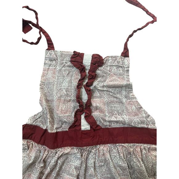 Threshold Women's Apron Ruffle Neutrals Cotton Geometric Pattern - Picture 2 of 5